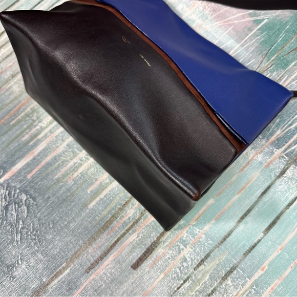 Celine Tri Colour All Soft Blue, Black, Brown Colour Block Shoulder Flap Bag - Picture 10 of 17